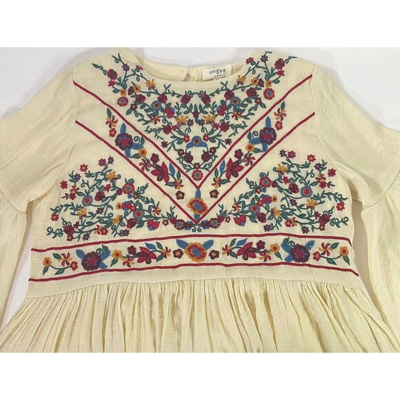 Umgee Boho Floral Embroidered Mini Dress Size M Cream Multi Bell Sleeve NWOT - Picture 3 of 15